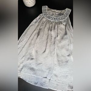 COVINGTON Gray Beaded Halter neck Top with tie on back. EUC Size XL